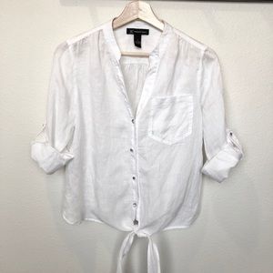INC International Concepts 100% Linen Tie Front